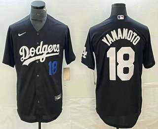 Men%27s Los Angeles Dodgers #18 Yoshinobu Yamamoto Number Black Turn Back The Clock Stitched Cool Base Jersey
